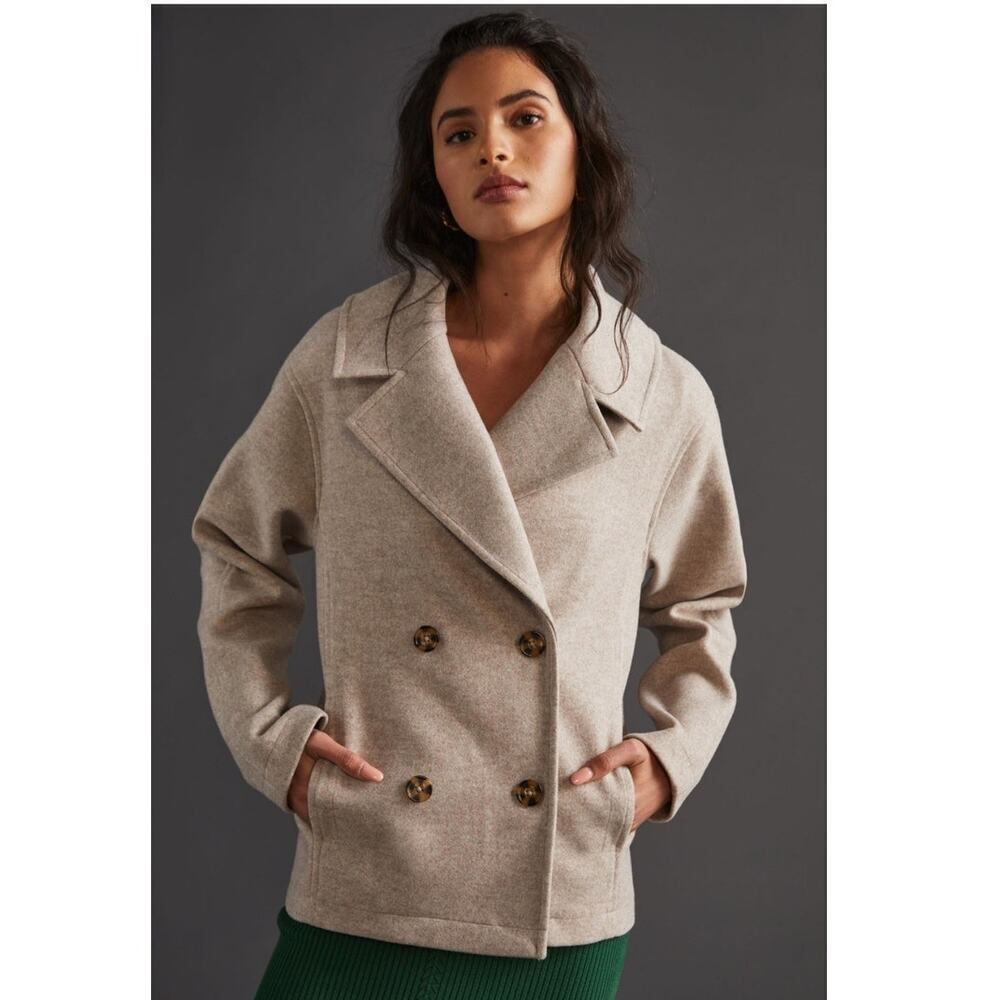 Anthropologie Avec Les Filles Sailor Peacoat Women's XL Creme Double Breasted